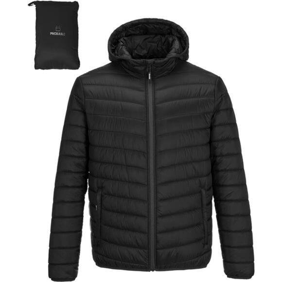 Men's Lightweight Packable Hooded Puffer Jacket Insulated Winter Coat for Snow - Picture 1 of 7